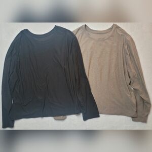 Athletic Works Bundle 2 ButterCore Soft Long Sleeve Tee Black & Beige XXL & XXXL